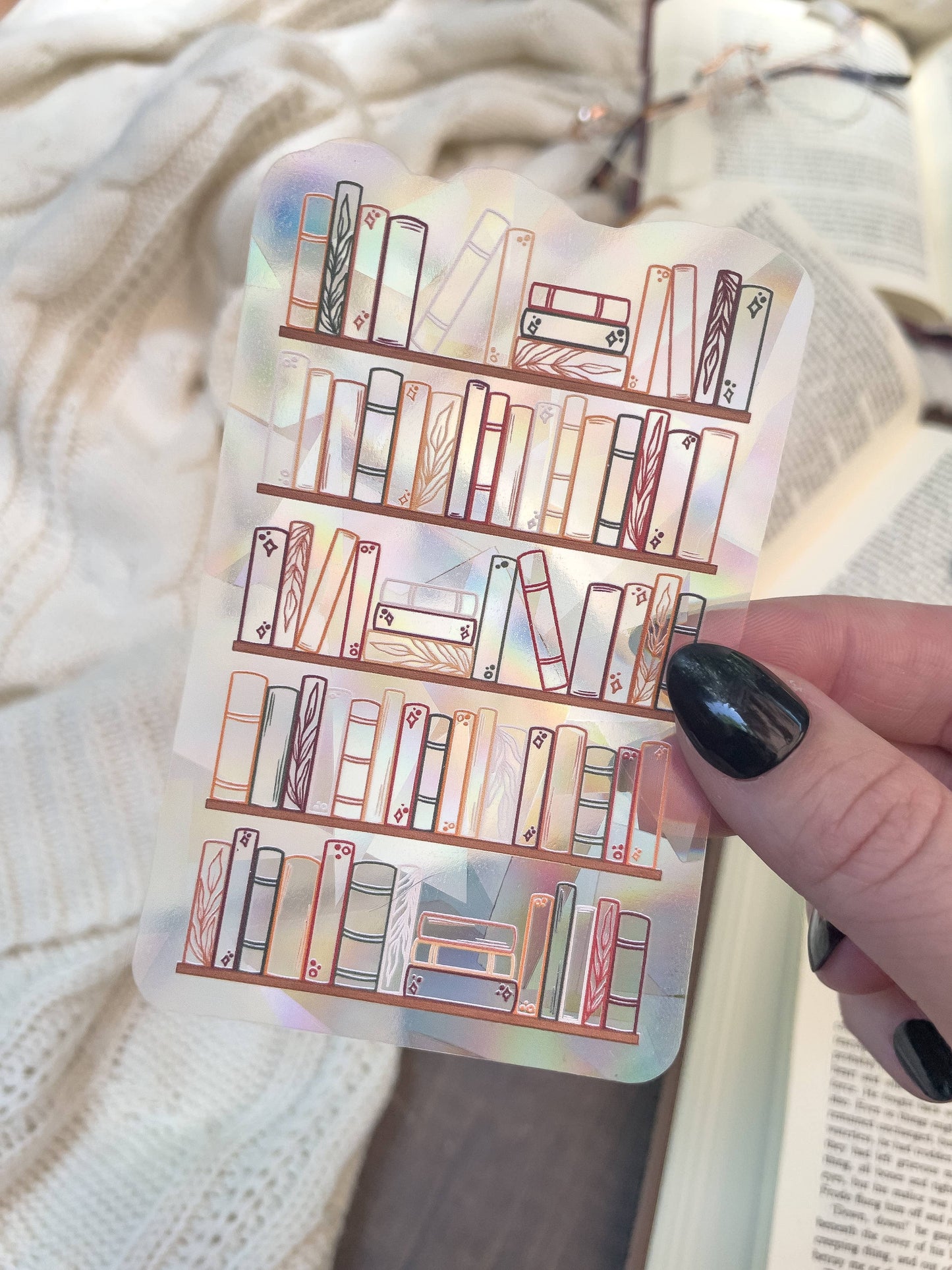 Cozy Bookshelf Sun Catcher Window Sticker