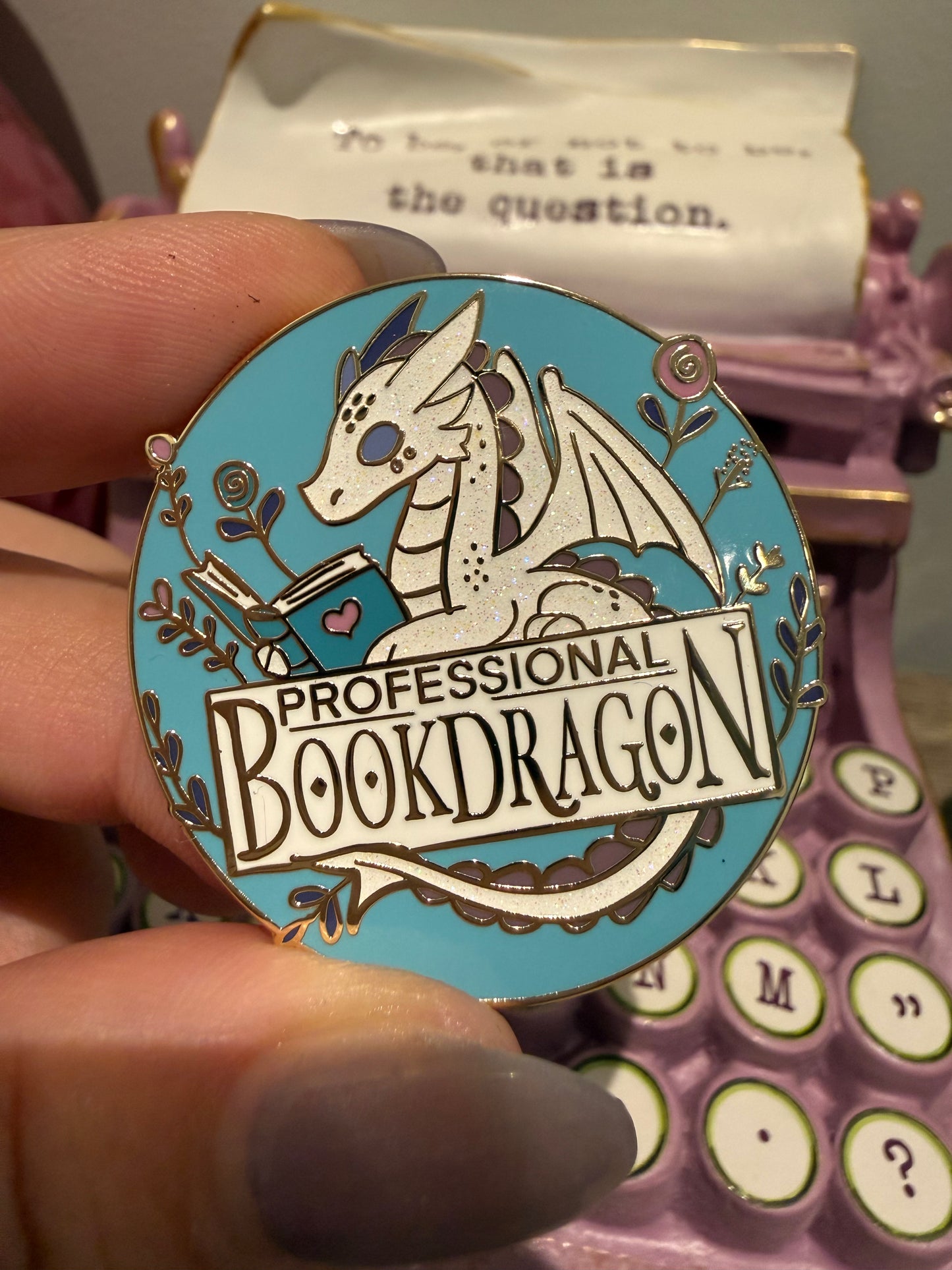 Professional Bookdragon enamel pin