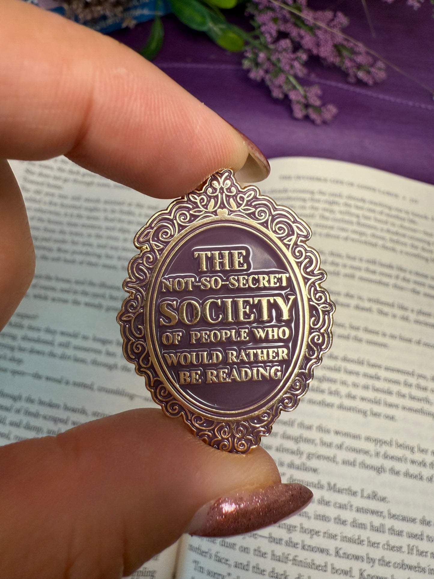 The not so secret society of people who would rather be reading enamel pin