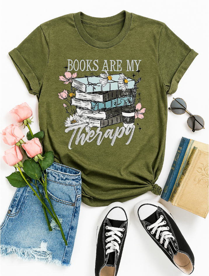 Books are my therapy t-shirt
