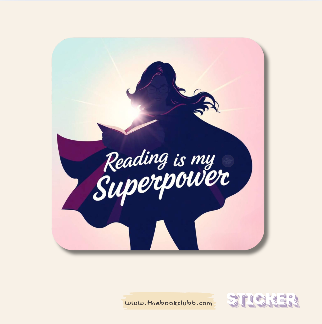 Reading is my superpower sticker pastel