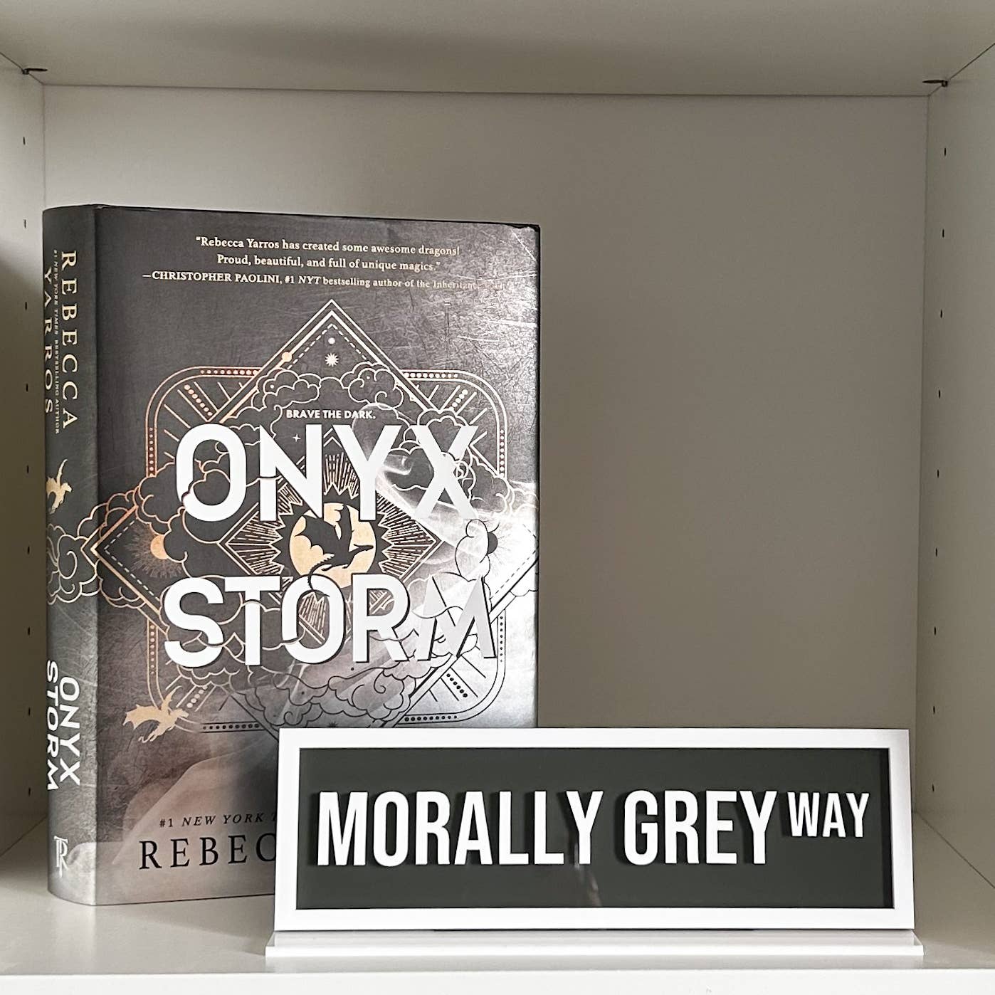 Morally Grey Way Acrylic Shelf Sign w/ Stand