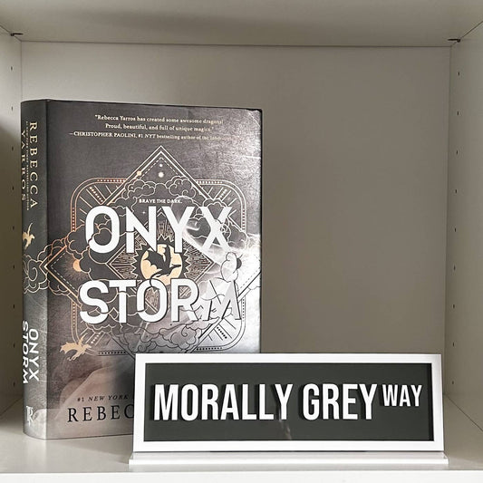 Morally Grey Way Acrylic Shelf Sign w/ Stand