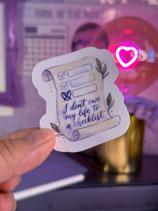 I don’t owe my life to a checklist sticker