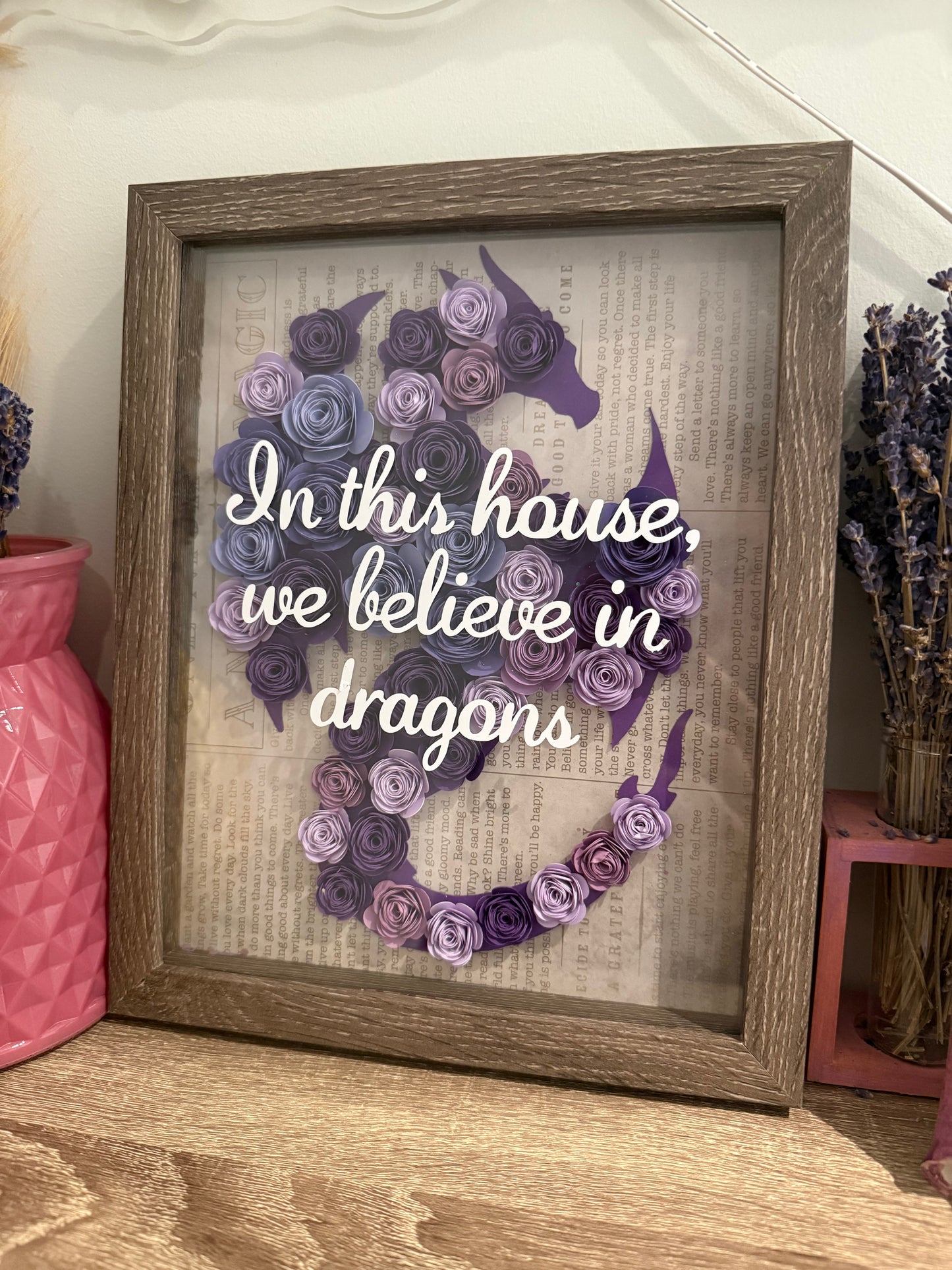 In This House, We Believe in Dragons — Framed Bookish Dragon Art