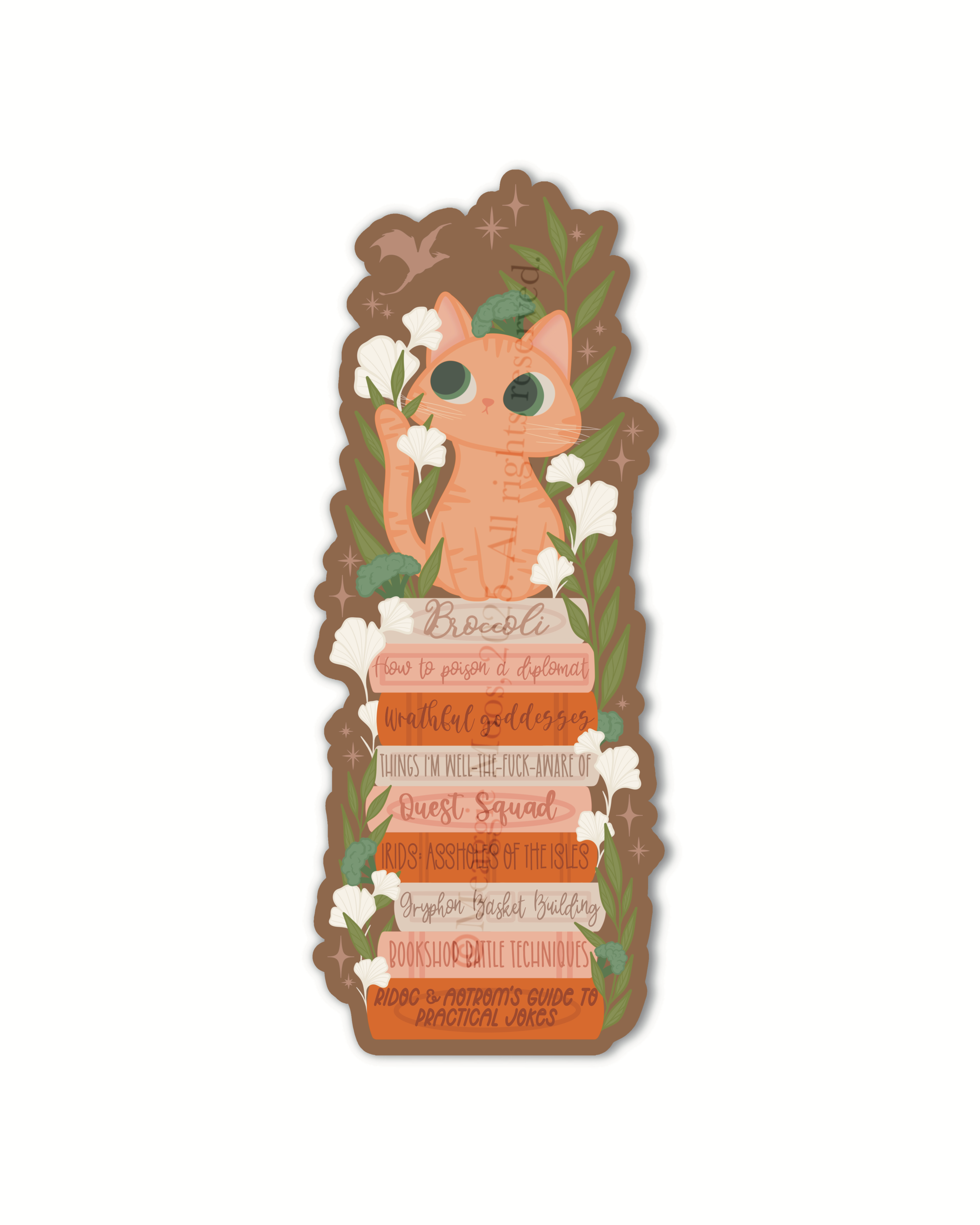 Fourth Wing Broccoli Bookstack Die-Cut Bookmark